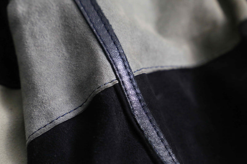 1980-90s leather piping suede leather cardigan