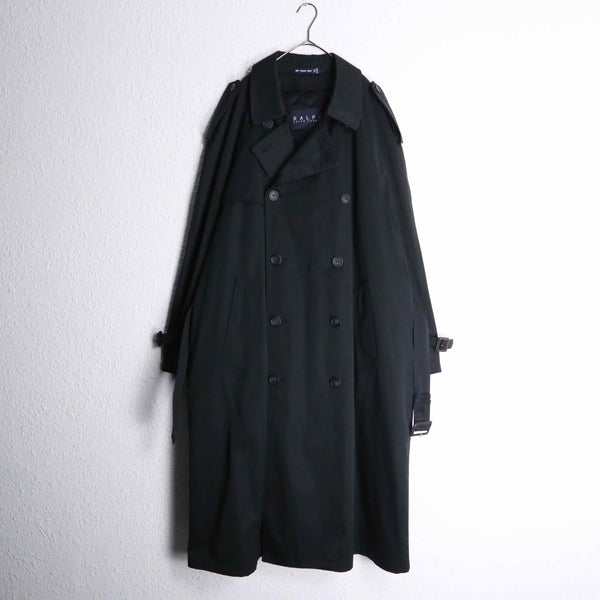 1990-00s Ralph Ralph Lauren T/C twill black trench coat "full set"