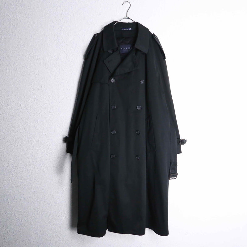 1990-00s Ralph Ralph Lauren T/C twill black trench coat 