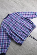 check zip-up short blouson