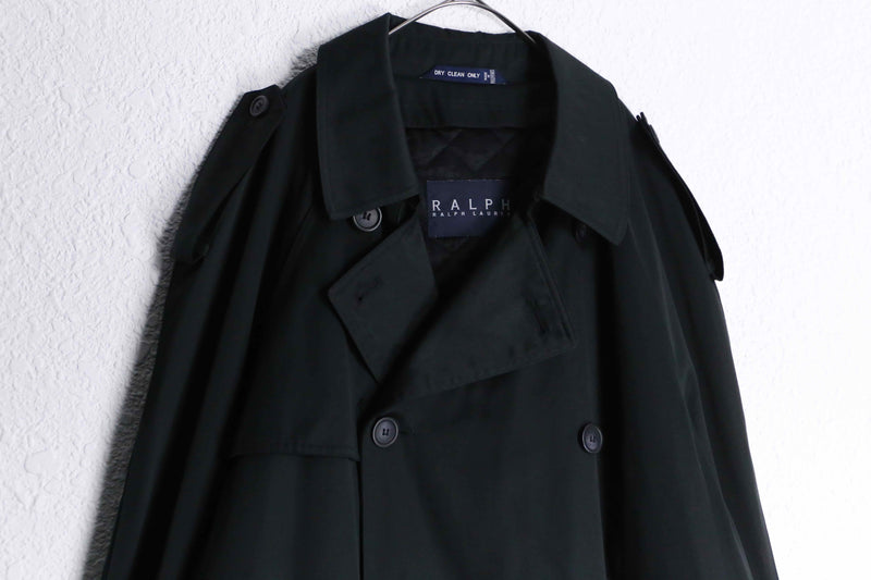1990-00s Ralph Ralph Lauren T/C twill black trench coat 