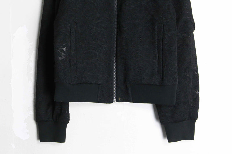 black flower pattern lace blouson