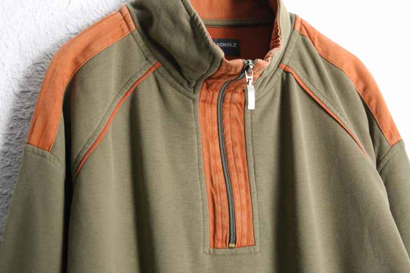 earth color half zip pullover