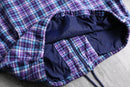 check zip-up short blouson