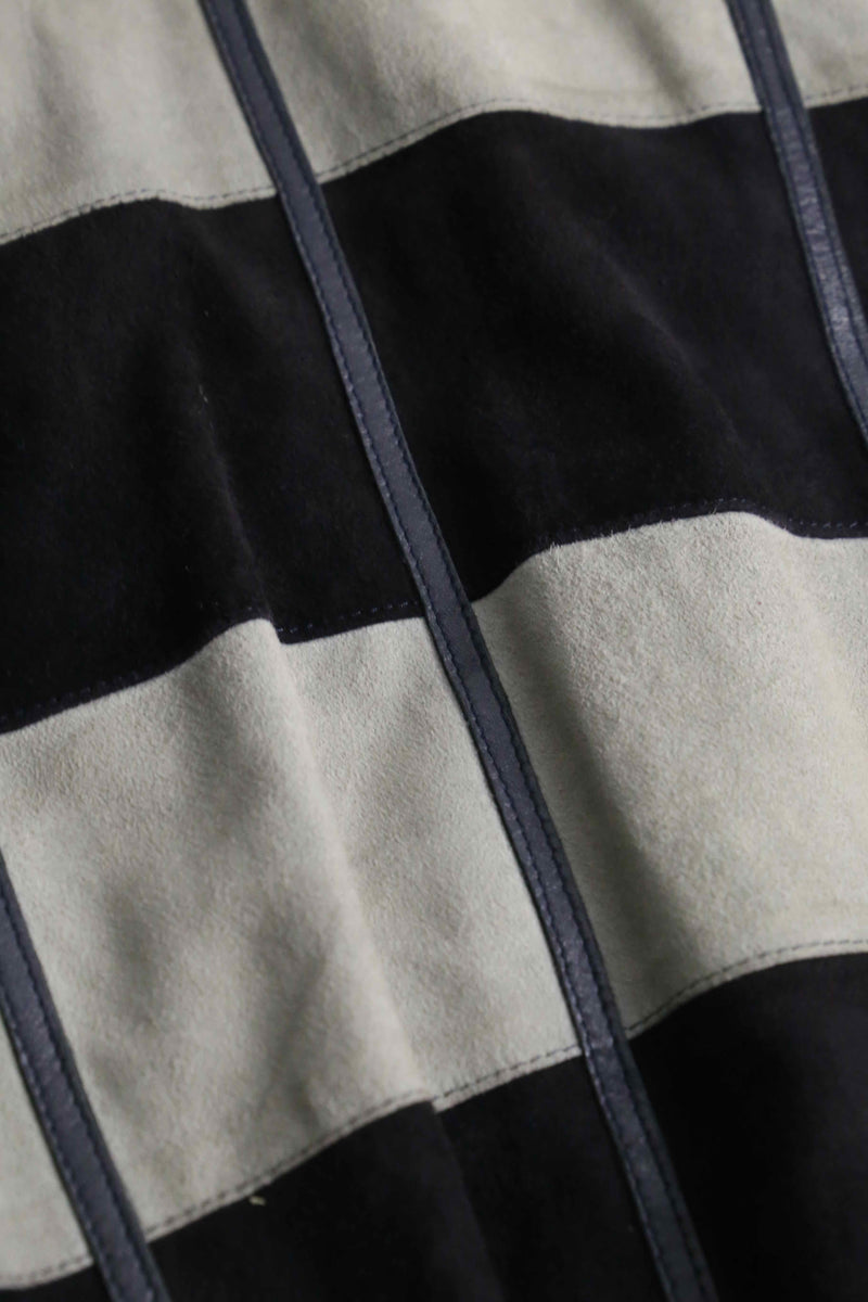 1980-90s leather piping suede leather cardigan