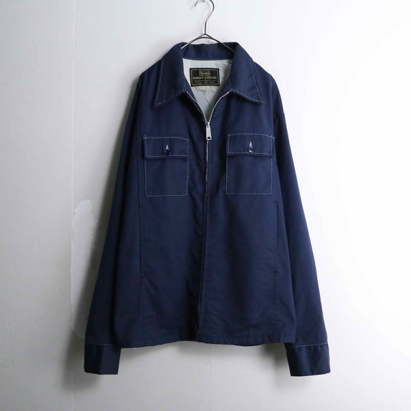 60〜70's "Sears" navy color double flap pocket zip jacket