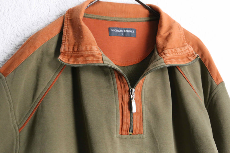 earth color half zip pullover