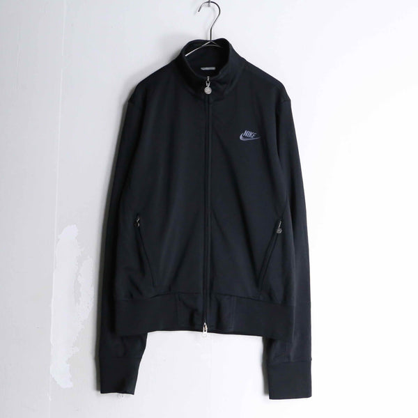 "NIKE" black color crop silhouette double zip track jacket