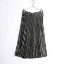brown tartan check pleats skirt