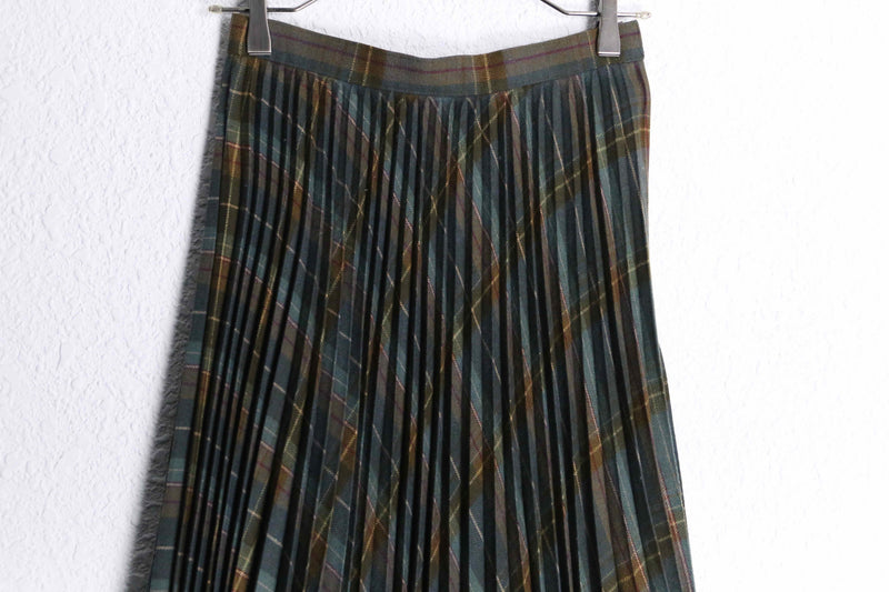 brown tartan check pleats skirt