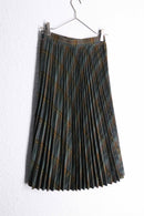 brown tartan check pleats skirt