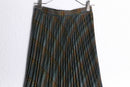 brown tartan check pleats skirt