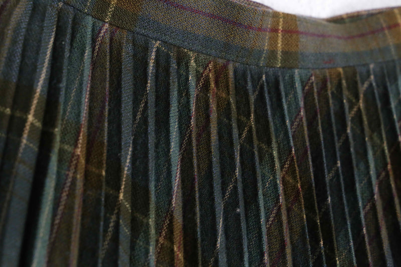 brown tartan check pleats skirt