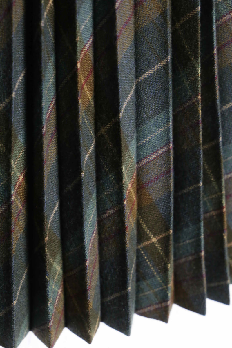brown tartan check pleats skirt