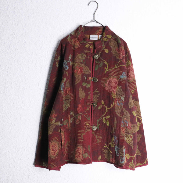 "CHICO'S" flower emb china gobelin jacket