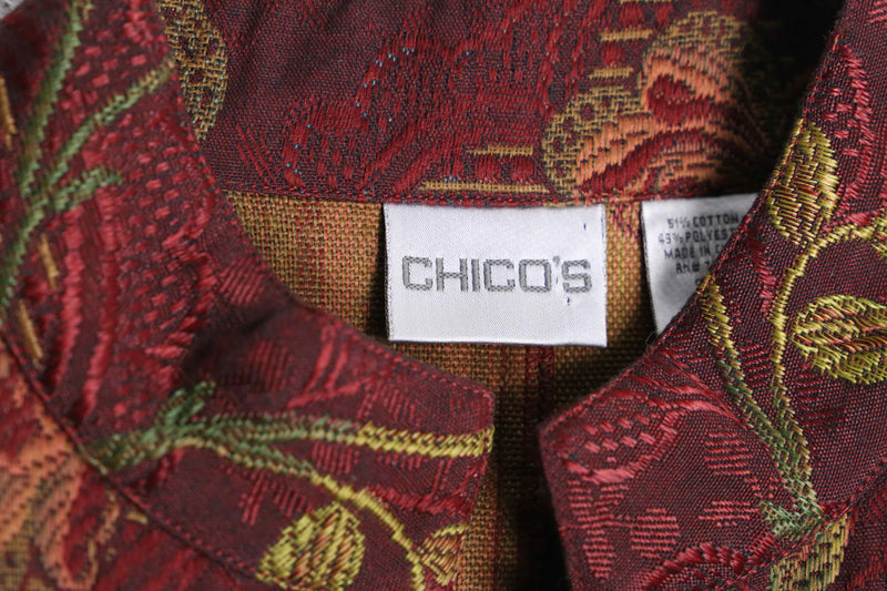 "CHICO'S" flower emb china gobelin jacket