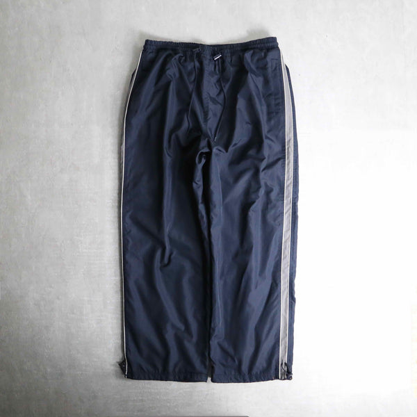 metallic navy color wide silhouette poly track pants