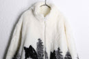 wolf design faux fur jacket