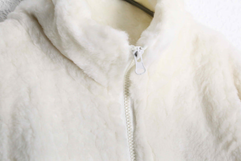 wolf design faux fur jacket