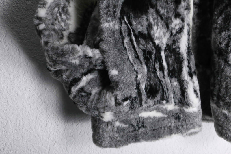 wolf design faux fur jacket