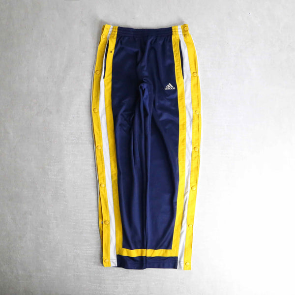 "adidas" navy×yellow side snap track pants