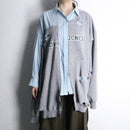 "Re:make" damaged sweat docking stripe shirt