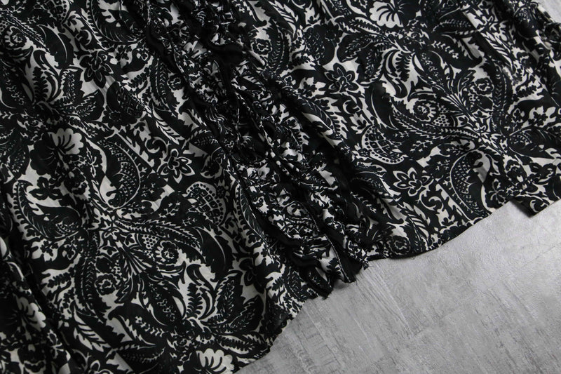 frill & lace up botanical sheer shirt
