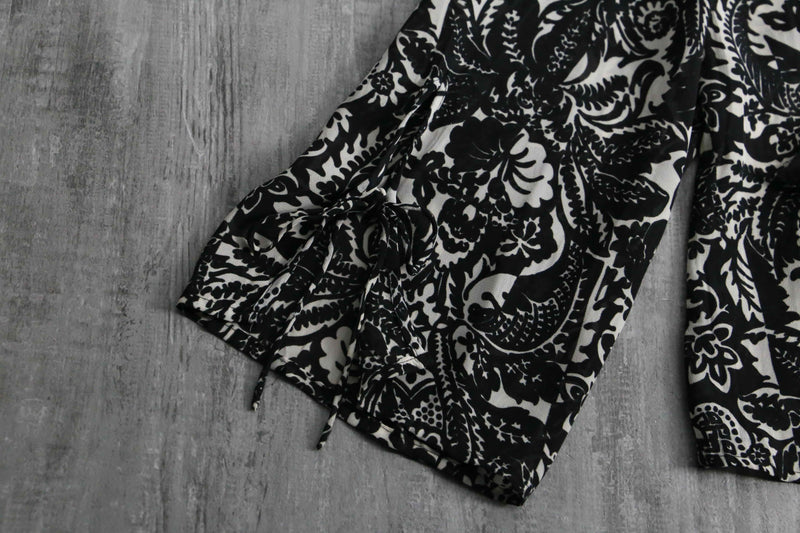 frill & lace up botanical sheer shirt
