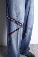 1990's-2000's "Phat Farm" stitch × patch design wide denim pants
