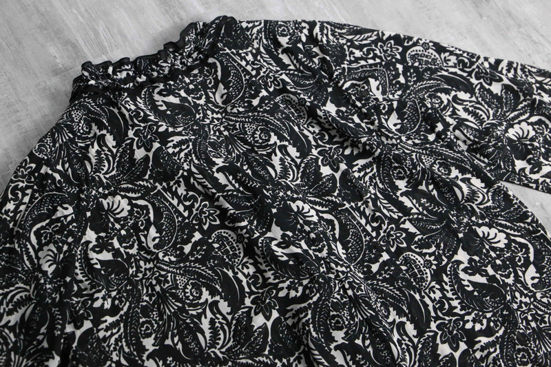 frill & lace up botanical sheer shirt