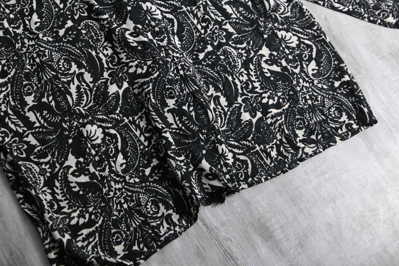 frill & lace up botanical sheer shirt