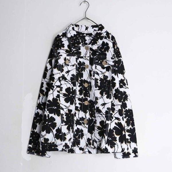 monotone color flower design tracker jacket