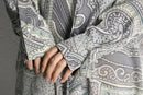 paisley pattern drape silk shirt