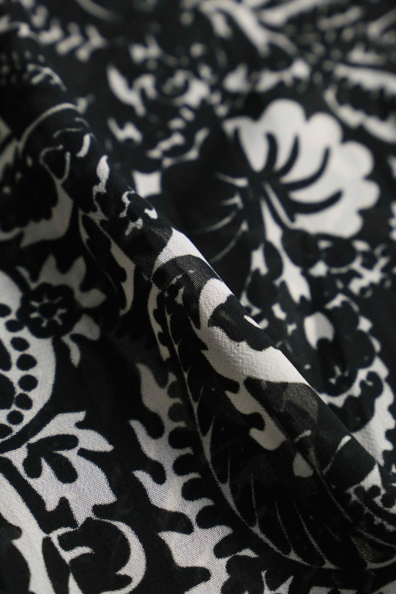 frill & lace up botanical sheer shirt