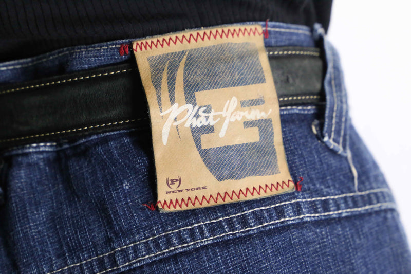 1990's-2000's "Phat Farm" stitch × patch design wide denim pants