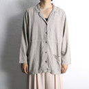 linen×rayon blend stripe shirt jacket