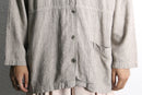 linen×rayon blend stripe shirt jacket