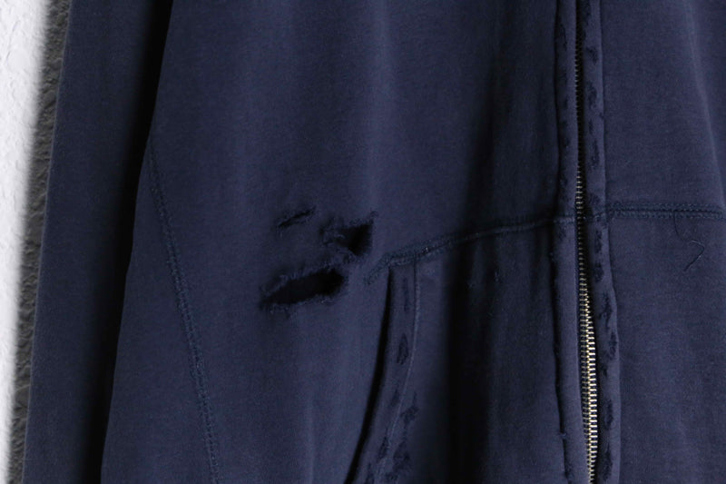 navy color logo design boro 加工 zipup hoodie