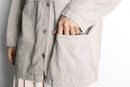 linen×rayon blend stripe shirt jacket
