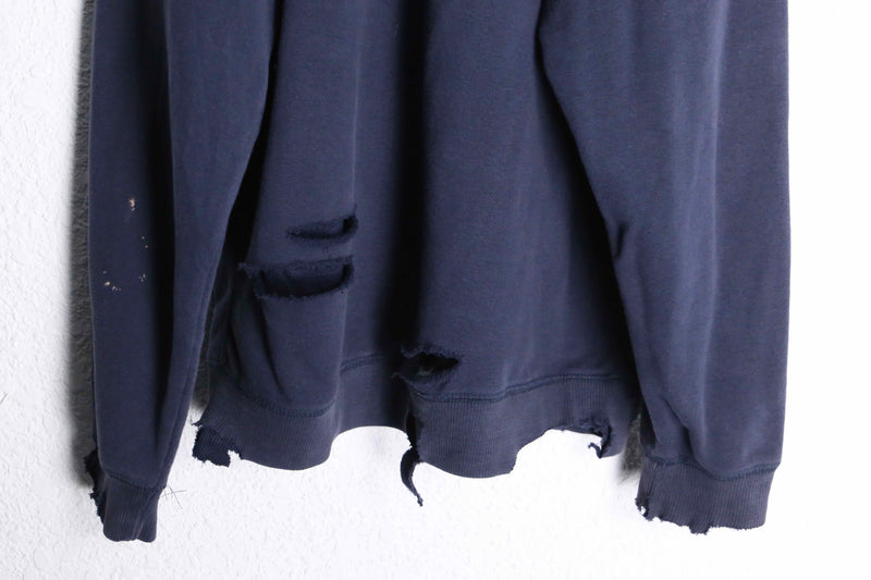 navy color logo design boro 加工 zipup hoodie