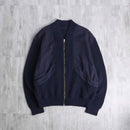 navy knit × wool combi bomber design jacket