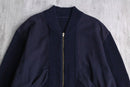 navy knit × wool combi bomber design jacket