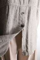 linen×rayon blend stripe shirt jacket