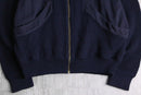 navy knit × wool combi bomber design jacket
