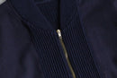 navy knit × wool combi bomber design jacket