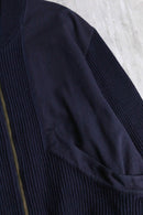 navy knit × wool combi bomber design jacket