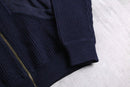 navy knit × wool combi bomber design jacket