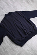 navy knit × wool combi bomber design jacket