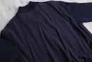 navy knit × wool combi bomber design jacket