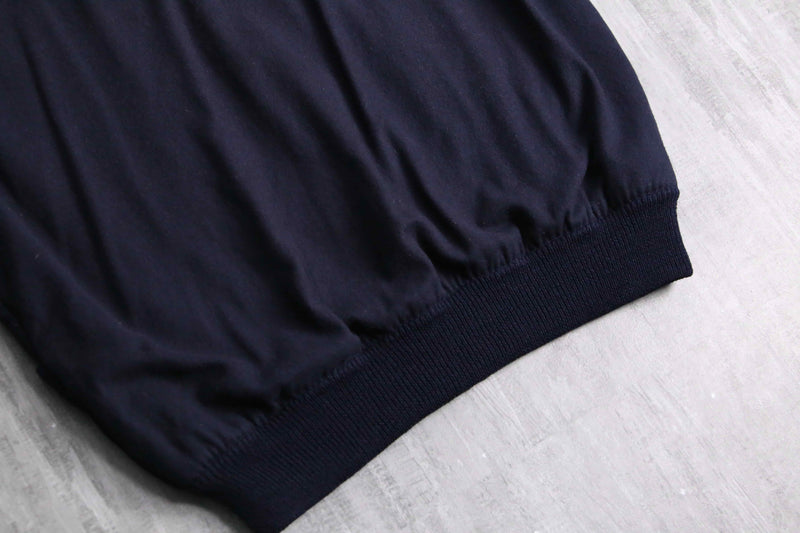 navy knit × wool combi bomber design jacket